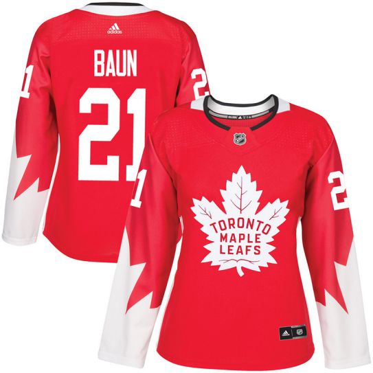 2017 NHL Toronto Maple Leafs women #21 Bobby Baun red jersey->->Women Jersey